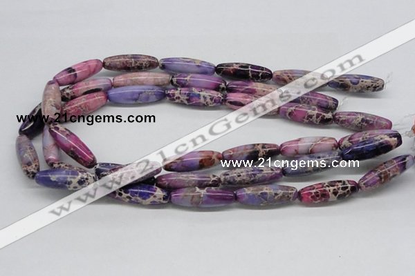 CDI33 16 inches 10*30mm rice dyed imperial jasper beads wholesale