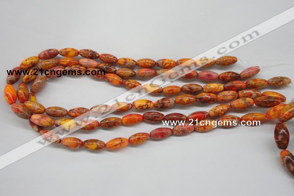 CDI510 15.5 inches 8*16mm rice dyed imperial jasper beads