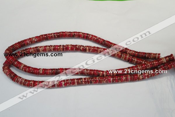 CDI601 15.5 inches 2*8mm heishi dyed imperial jasper beads