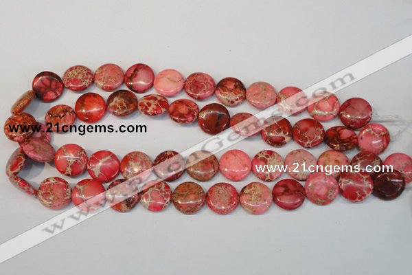 CDI655 15.5 inches 16mm flat round dyed imperial jasper beads