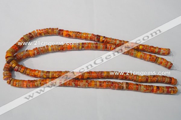 CDI734 15.5 inches 3*8mm heishi dyed imperial jasper beads