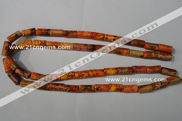 CDI738 15.5 inches 8*16mm tube dyed imperial jasper beads