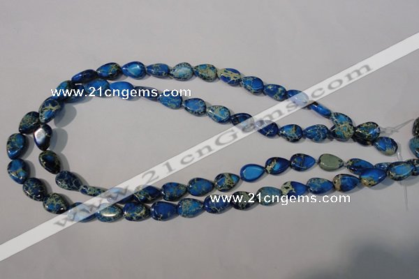 CDT915 15.5 inches 9*13mm flat teardrop dyed aqua terra jasper beads