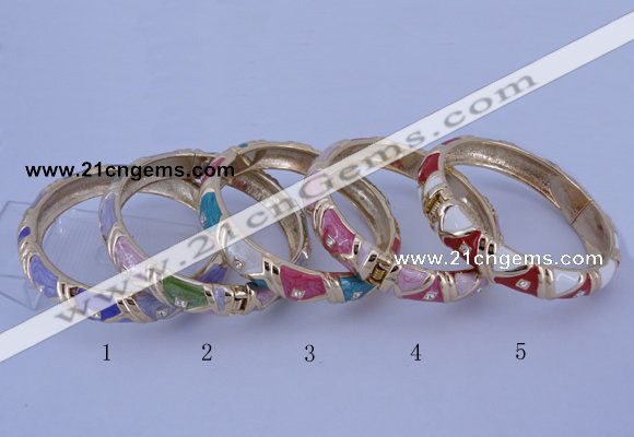 CEB34 5pcs 12mm width gold plated alloy with enamel rhinestone & bangles