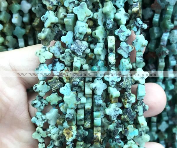 CFG1607 15 inches 8mm four leaf clover African turquoise beads