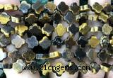 CFG1617 15 inches 8mm four leaf clover yellow tiger eye beads