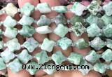 CFG1802 15 inches 12mm four leaf clover Qinghai jade beads