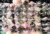 CFG1814 15 inches 12mm four leaf clover rhodonite gemstone beads