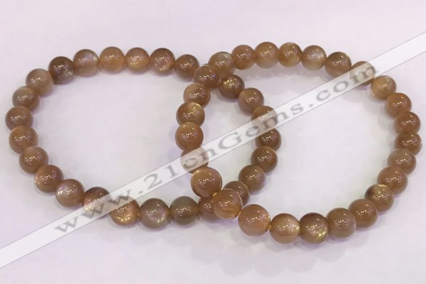 CGB4548 7.5 inches 7mm round sunstone beaded bracelets