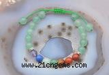 CGB6443 8mm round green aventurine 7 chakra beads adjustable bracelets