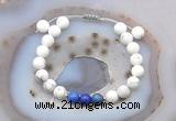 CGB6594 8mm round matte white howlite & lapis lazuli adjustable bracelets