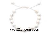 CGB8651 8mm,10mm round white howlite adjustable macrame bracelets