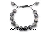 CGB8693 8mm,10mm round black water jasper adjustable macrame bracelets