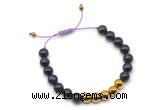 CGB9504 8mm, 10mm purple tiger eye & round hematite adjustable bracelets