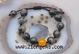 CGB9802 12mm round black labradorite & candy jade adjustable bracelets