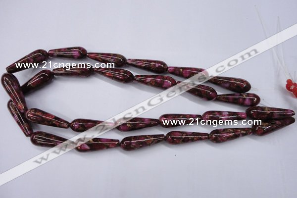 CGO80 15.5 inches 12*40mm teardrop gold red color stone beads