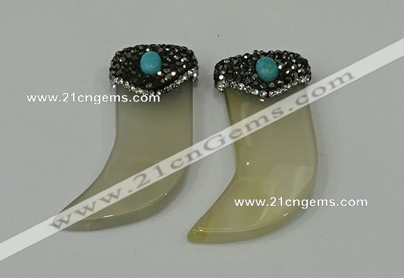 CGP120 25*58mm horn agate gemstone pendants wholesale