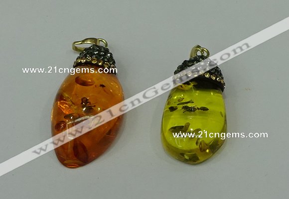 CGP278 20*35mm - 22*40mm freeform synthetic amber pendants