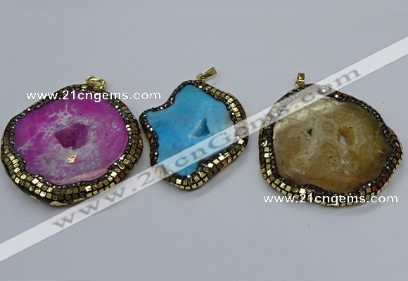 CGP3087 40*50mm - 50*65mm freeform druzy agate pendants