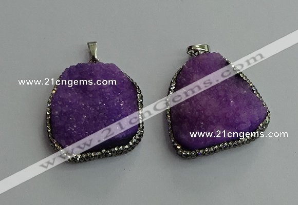 CGP592 25*40mm - 30*45mm freeform druzy agate gemstone pendants