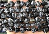 CHG161 15 inches 12mm heart black water jasper beads wholesale