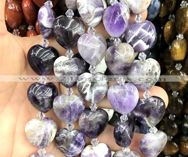 CHG204 15 inches 20mm heart dogtooth amethyst beads wholesale