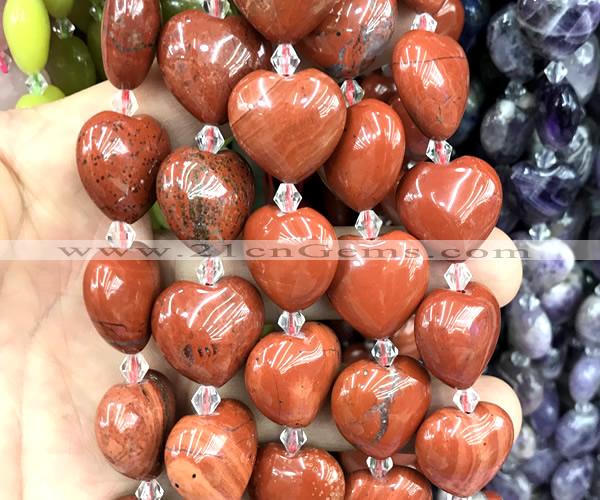 CHG211 15 inches 20mm heart red jasper beads wholesale