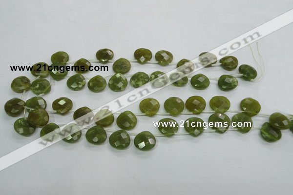 CKA120 Top-drilled 16*16mm faceted flat teardrop Korean jade beads