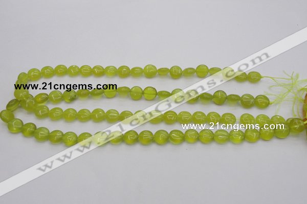 CKA235 15.5 inches 10mm flat round Korean jade gemstone beads