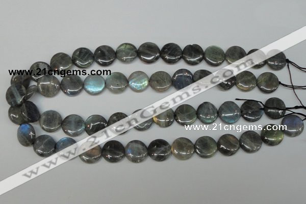 CLB170 15.5 inches 16mm flat round labradorite gemstone beads