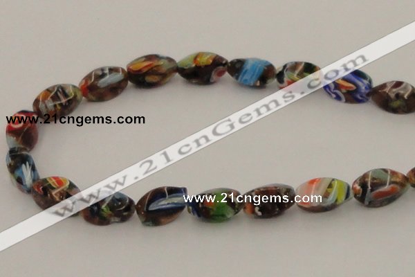 CLG547 16 inches 8*16mm twisted rice goldstone & lampwork beads