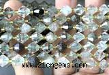 CME459 15 inches 8mm faceted bicone green phantom quartz beads