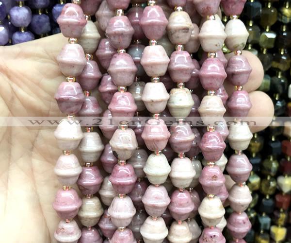 CME605 15 inches 10*11mm bicone pink wooden jasper beads