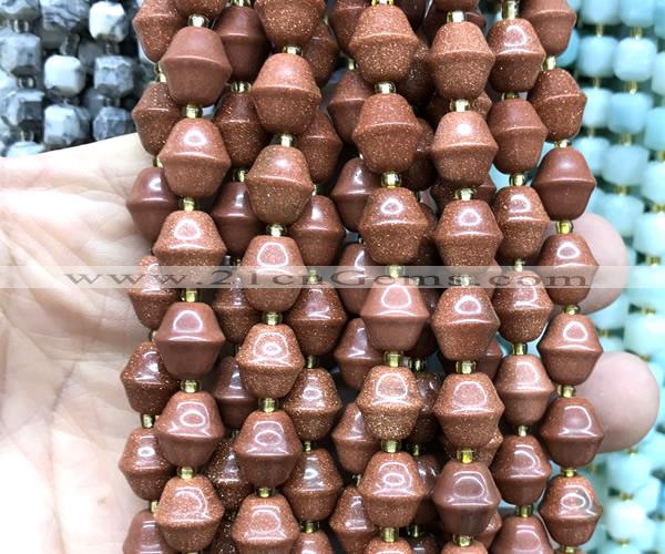 CME631 15 inches 10*11mm bicone goldstone beads wholesale