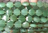 CME756 15 inches 12mm faceted hexagon green aventurine jade beads