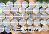 CME757 15 inches 12mm faceted hexagon white opalite beads