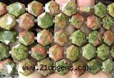 CME758 15 inches 12mm faceted hexagon unakite gemstone beads