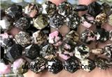 CME760 15 inches 12mm faceted hexagon rhodonite gemstone beads