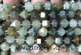 CME810 15 inches 8*10mm faceted bicone green rutilated quartz beads