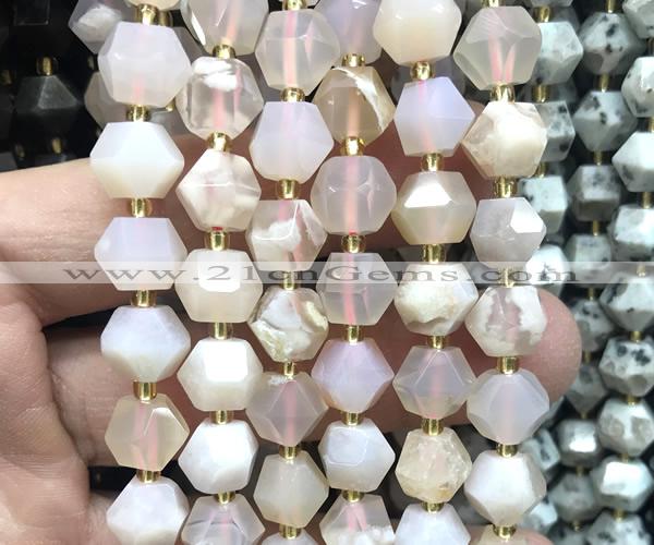 CME821 15 inches 8*10mm faceted bicone sakura agate beads