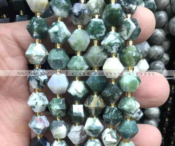 CME823 15 inches 8*10mm faceted bicone tree agate beads