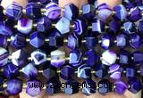 CME831 15 inches 8*10mm faceted bicone purple banded agate beads