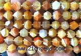 CME832 15 inches 8*10mm faceted bicone orange banded agate beads