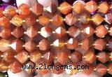 CME833 15 inches 8*10mm faceted bicone red banded agate beads