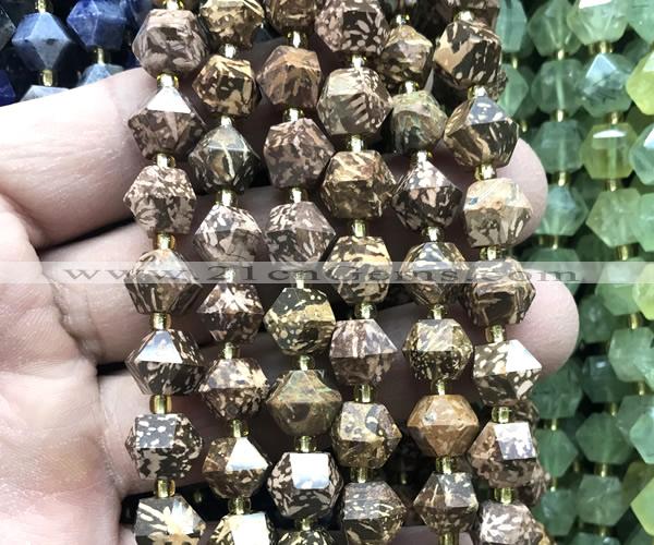 CME857 15 inches 8*10mm faceted bicone firework jasper beads