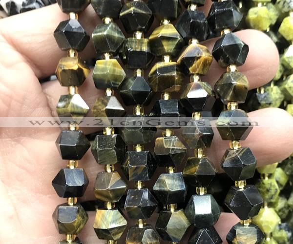 CME875 15 inches 8*10mm faceted bicone yellow & blue tiger eye beads