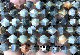 CME877 15 inches 8*10mm faceted bicone eagle eye jasper beads