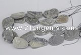 CNG3274 22*30mm - 30*40mm freeform plated druzy agate beads