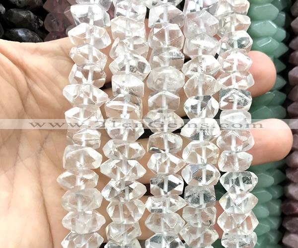 CNG9200 15 inches 7*11mm - 8*12mm faceted nuggets white crystal beads