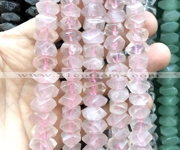 CNG9201 15 inches 7*11mm - 8*12mm faceted nuggets rose quartz beads